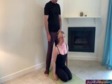 Stepson helps stepmom with yoga and stretches her pussy