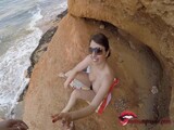 amateur couple fucking on public beach and he cums on her big tits