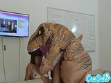 big ass latina teen chased by lesbian loving TREX on a hoverboard then fucked