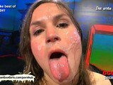 Beautiful brunettes experiencing hardcore bukkake satisfaction