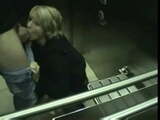 Blonde girl in elevator