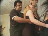 Curvy blonde hairy pussy with 2 guys