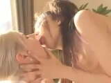 Asian and Blonde Kissing