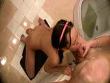 young couple in bathroom