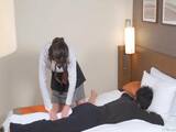 Subtitled Japanese hotel massage leads to blowjob in HD