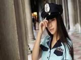 Black pantyhose lady police officer 3