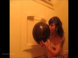 Tiny Tattooed Looner Girl Tries To Pop Balloons In The Shower 